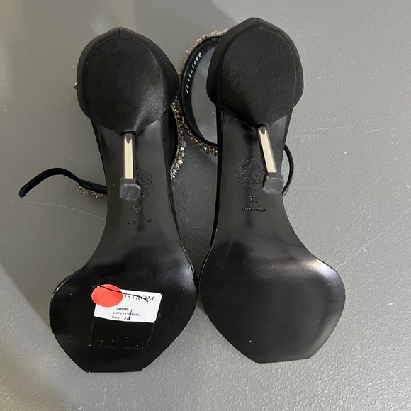 NWOT ALEXANDER MCQUEEN Crystal Strap Sandal in Black/Crystal/Silver (Size 37) - Picture 7 of 12